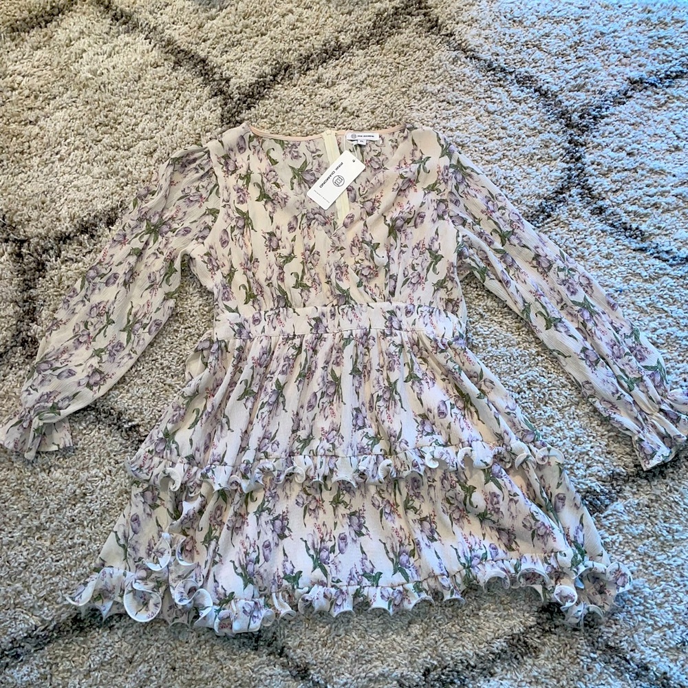 Pink Diamond Floral Ruffle Dress Size XL NWT